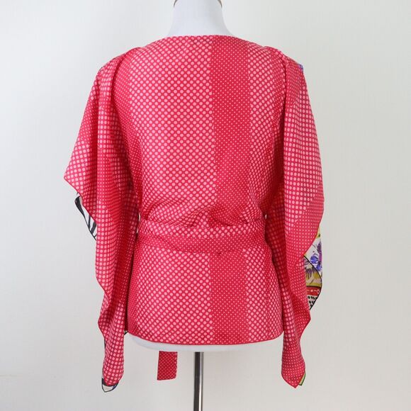 Cabi Size S Silk Butterfly Flower Tie Waist Kimono Top Novelty Print - Picture 6 of 10